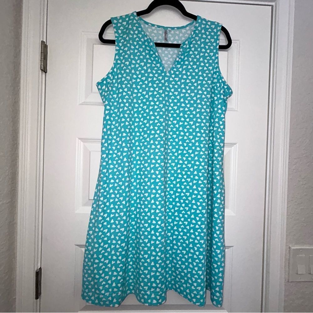 Lulu-B Heart Print Sleeveless Tunic Swing A-Line Dress - Picture 5 of 11